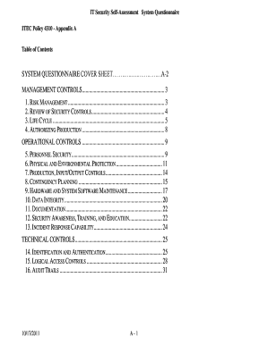 IT Security Self-Assessment System Questionnaire