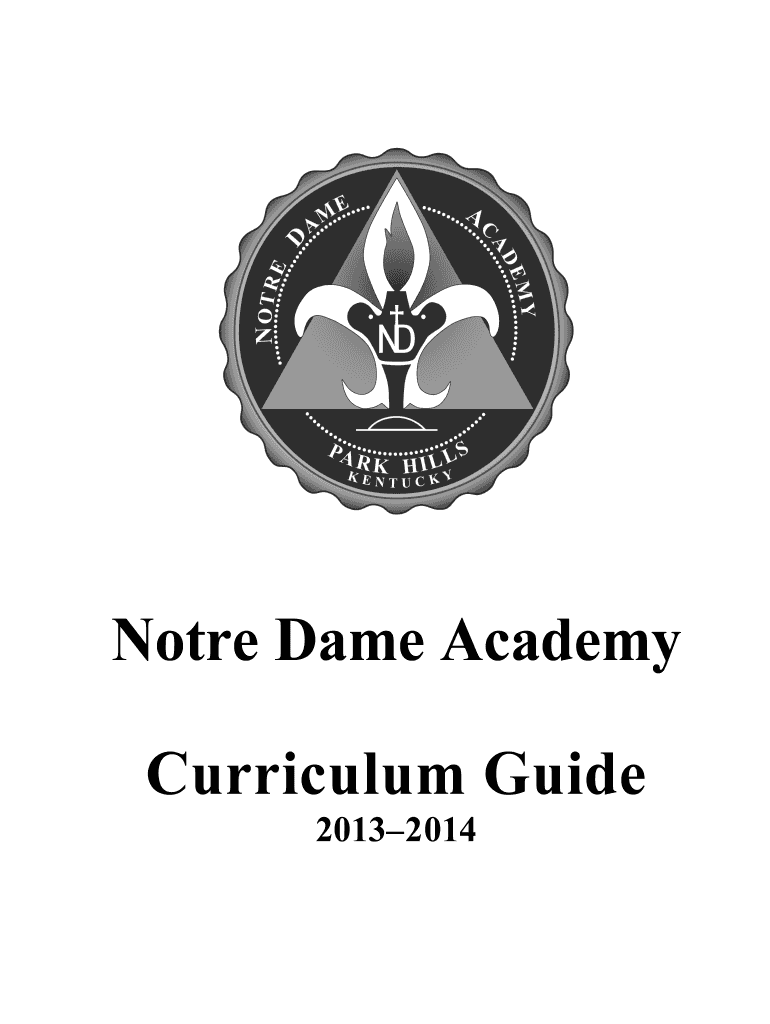 Fillable Online Curriculum Guide Notre Dame de la Baie Academy Fax