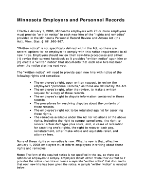 Minnesota Personnel Record Review Notice
