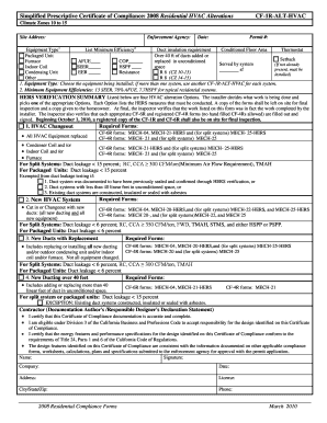 California HVAC Alteration Compliance Form