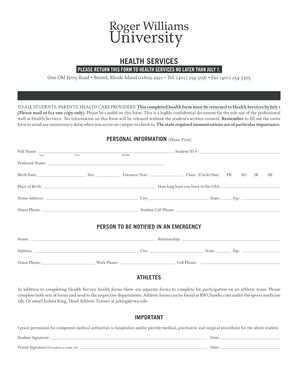 Student Health Form
