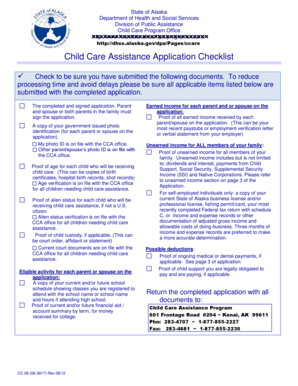 Alaska Child Care Assistance Application