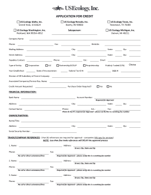 US Ecology Credit Application Form
