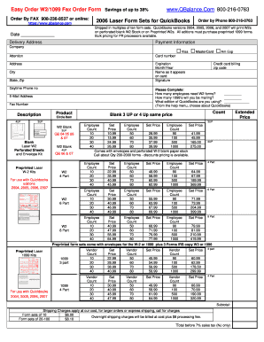 QuickBooks W2/1099 Fax Order Form