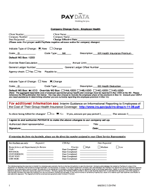 Company Change Form - Employer Health