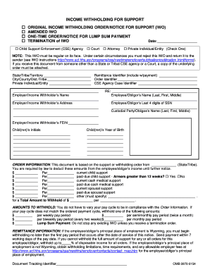 Income Withholding for Support Form