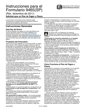Instrucciones para el Formulario 9465(SP)