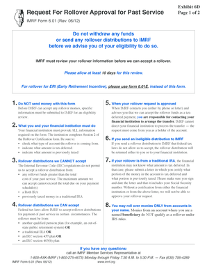 IMRF Rollover Approval Request Form