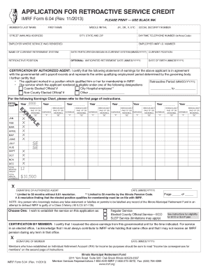 IMRF Retroactive Service Credit Application