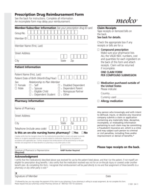 Prescription Drug Reimbursement Form