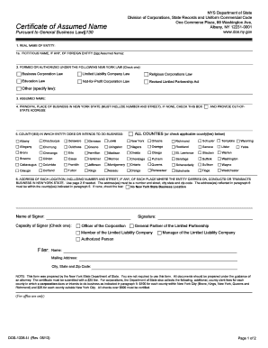 New York Certificate of Assumed Name