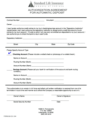 Authorization Agreement for Automatic Deposit