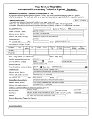 International Documentary Collection Against Payment Form