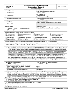IRS Form 3949A Information Referral