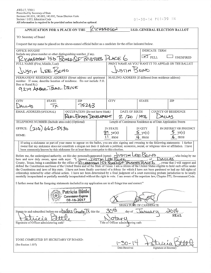 Texas Election Ballot Application Form