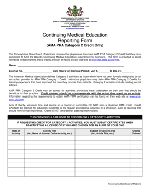 Pennsylvania CME Reporting Form