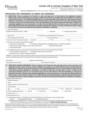 Application for Conversion of Group Life Insurance