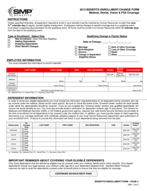 2013 Benefits Enrollment/Change Form