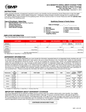 2010 Benefits Enrollment Form