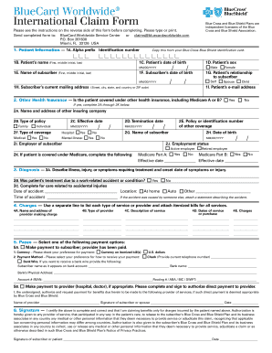 BlueCard Worldwide International Claim Form