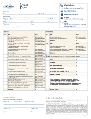 NCMA Order Form