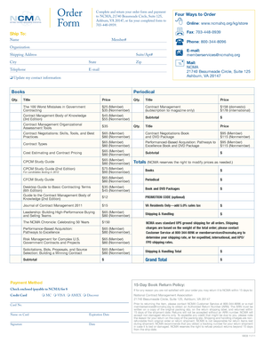 NCMA Order Form