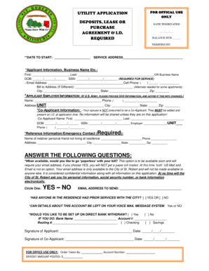 Utility Service Application Form