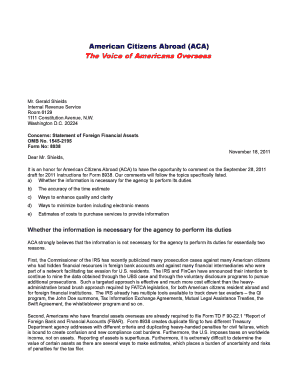 ACA letter to Mr. Shields on Form 8938 - American Citizens Abroad