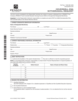 Coverdell ESA Withdrawal Request Form