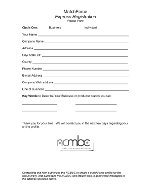 MatchForce Express Registration Form