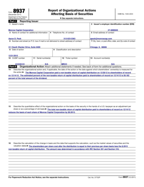 Form 8937 Report of Organizational Actions