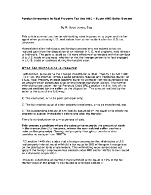 FIRPTA Tax Withholding Guide