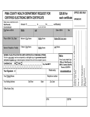 Pima County Birth Certificate Request Form