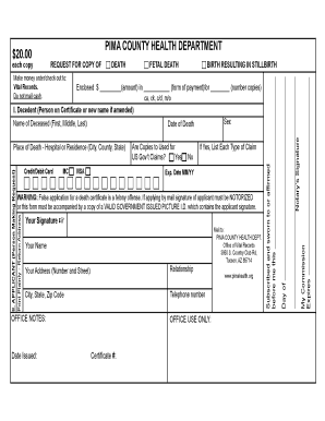 Pima County Death Certificate Request Form