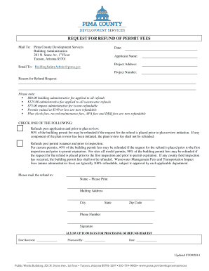 Pima County Refund of Permit Fees Form