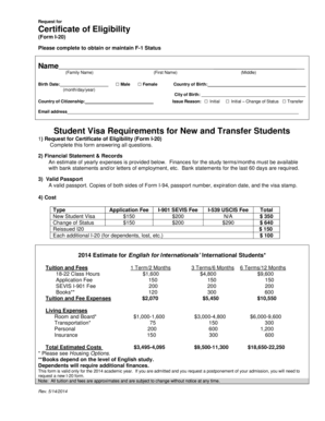 Request for Certificate of Eligibility (Form I-20)