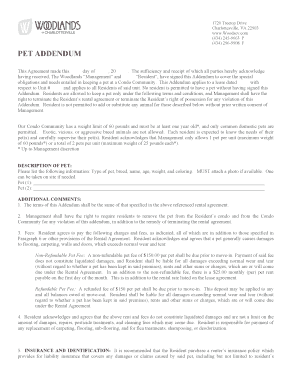 Pet Addendum for Condo Lease