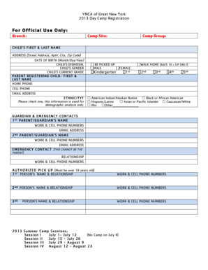 YMCA of Great New York 2013 Day Camp Registration