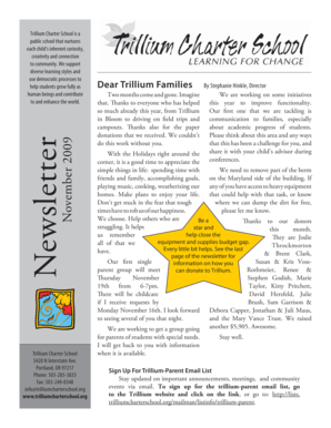 Trillium newsletter 11-09.indd - Trillium Charter School - trilliumcharterschool