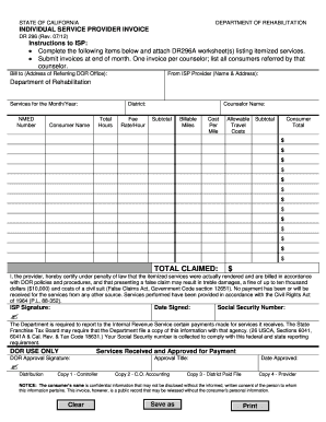 California Individual Service Provider Invoice