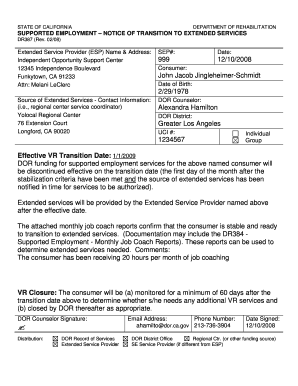 California Supported Employment Transition Notice