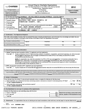 New York State Charitable Organization Annual Filing Form CHAR500