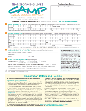 American Camp Association Conference Registration Form