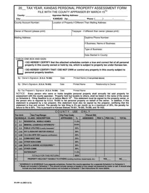 Kansas Personal Property Assessment Form