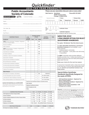 Quickfinder Tax Handbook Order Form