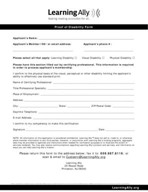 Proof of Disability Form