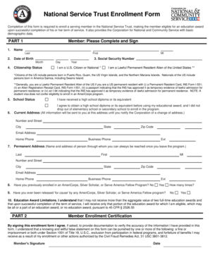 National Service Trust Enrollment Form