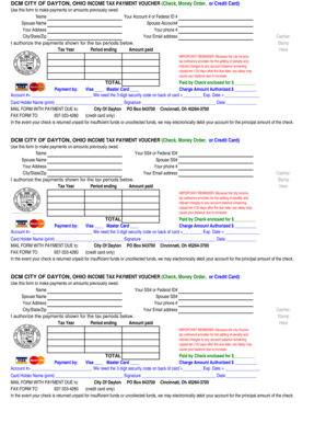 City of Dayton Ohio Income Tax Payment Voucher