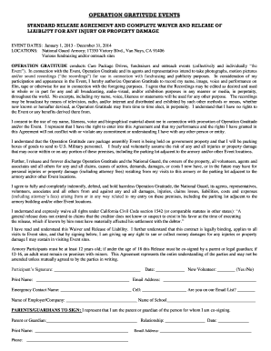 STANDARD RELEASE FORM - Operation Gratitude