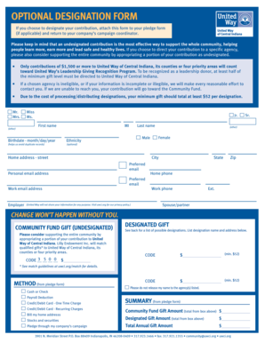United Way Designation Form